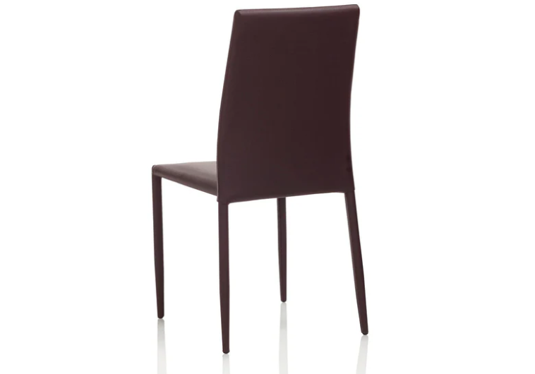 SET 4 SEDIE SERIE ADA BROWN CON GAMBE IN METALLO RIVESTITE IN SIMILPELLE COLORE MARRONE SEDUTA E SCHIENALE IMBOTTITI E RIVESTITI IN SIMILPELLE COLORE MARRONE