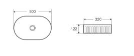 LAVABO DA APPOGGIO IN CERAMICA BIANCO CANNETTATO 500x320x122 mm