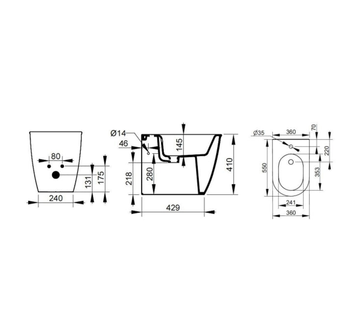 WC FILOMURO RIMLESS SERIE MIRTO DI CERAMICA DOLOMITE PROF.55