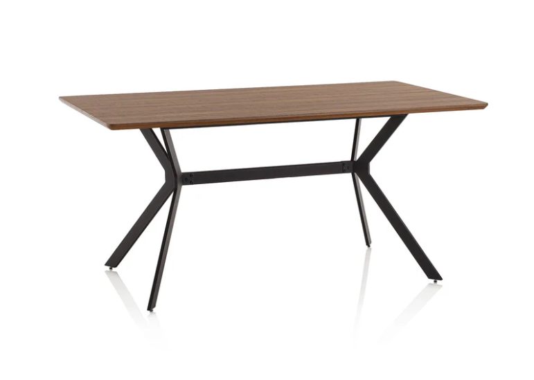 TAVOLO / SCRIVANIA WEAVE TOP IN MDF RIVESTITO IN PVC EFFETTO LEGNO COLORE NOCE GAMBE IN METALLO VERNICIATO GRIGIO ANTRACITE OPACO DIMENSIONI CM.L.160xP.90xH.76