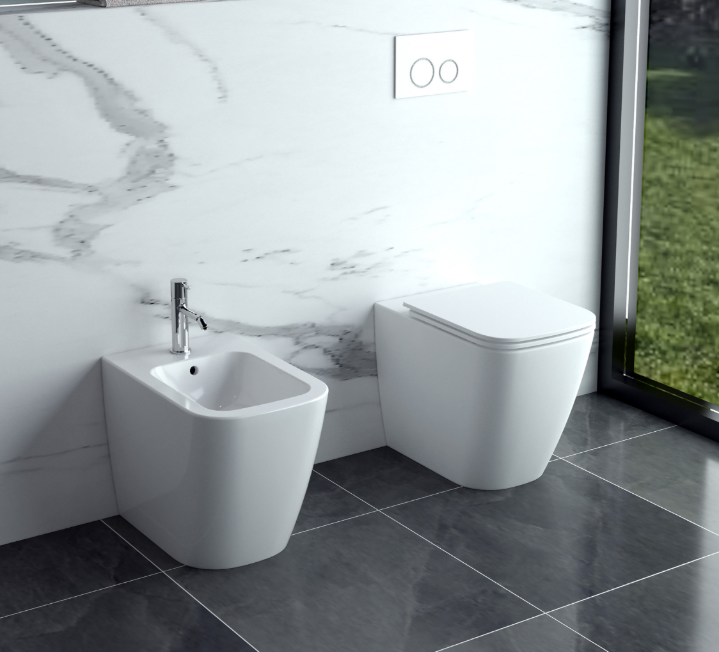 SET SANITARI SERIE NEW LEGEND Prof.54 FILOMURO RIMLESS BIANCO LUCIDO COMPLETO DI COPRIWATER SOFTCLOSE