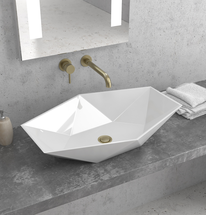 LAVABO DA APPOGGIO IN CERAMICA PRISMA BIANCO 640x415x125 mm