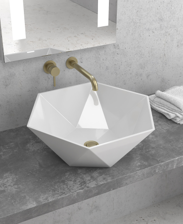 LAVABO DA APPOGGIO IN CERAMICA PRISMA BIANCO 450x450x170 mm