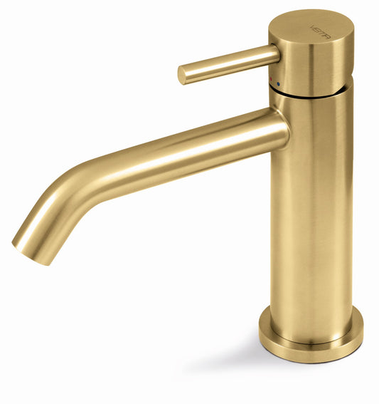 Miscelatore lavabo acciaio spazzolato oro collezione con scarico