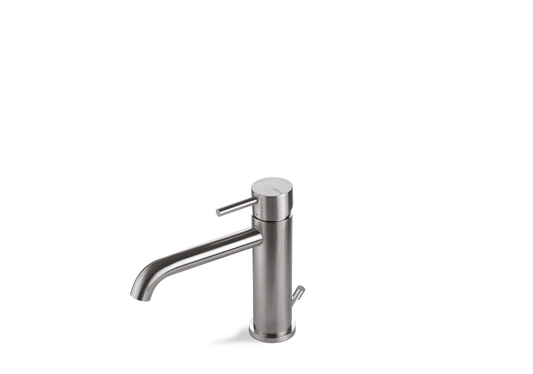 Miscelatore lavabo acciaio spazzolato collezione Tiber Steel con scarico