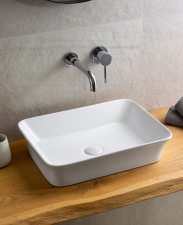 LAVABO DA APPOGGIO IN CERAMICA BIANCO 490x350x110 mm