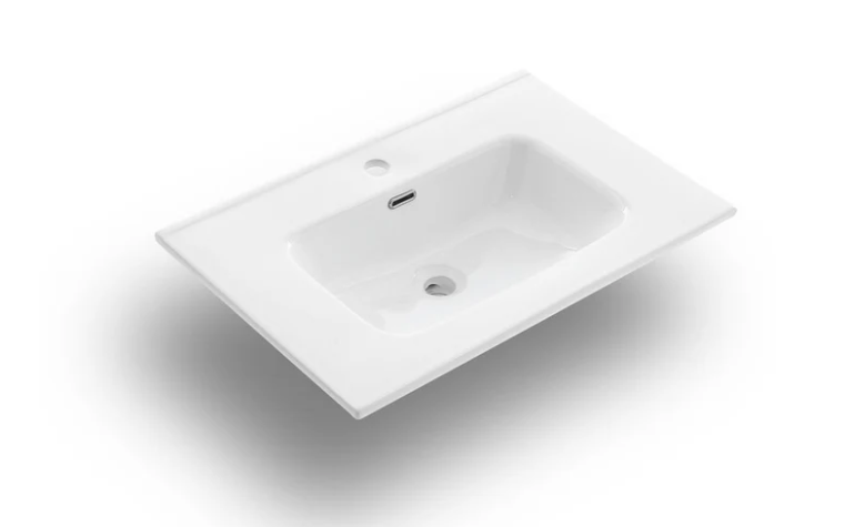 MOBILE BAGNO GRIGIO OPACO CM.80 CANNETTATO CON TOP CERAMICA COMPLETO DI SPECCHIO E LAMPADA A LED PRODOTTO ITALIANO