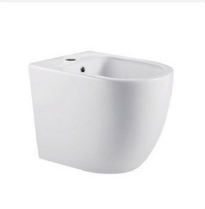 COPPIA DI SANITARI FILOMURO SERIE VORTEXIA RIMLESS CON SCARICO A TORNADO IN CERAMICA BIANCA LUCIDA PROF.56.4 CM COPRIWATER SOFT CLOSE INCLUSO