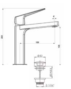 MISCELATORE MONOFORO LAVABO ART. BM C100 SERIE BLOOM DI ARGO RUBINETTERIE CON PILETTA CLICK-CLACK 1”1/4