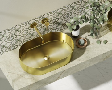 LAVABO DA APPOGGIO JUPITER IN ACCIAIO INOSSIDABILE COLORE ORO 550x350x115 mm