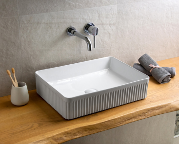 LAVABO DA APPOGGIO IN CERAMICA BIANCO CANNETTATO 500x360x120 mm