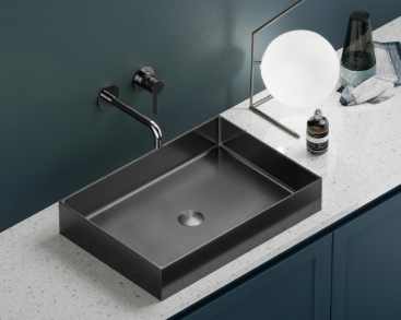 LAVABO DA APPOGGIO SATURN IN ACCIAIO INOSSIDABILE COLORE CANNA DI FUCILE 550x380x100 mm