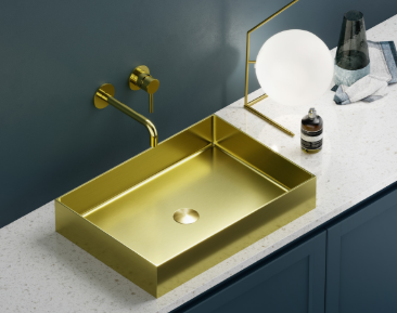 LAVABO DA APPOGGIO SATURN IN ACCIAIO INOSSIDABILE COLORE ORO 550x380x100 mm