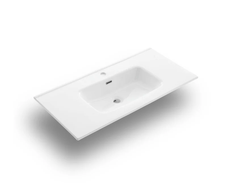 MOBILE BAGNO AZZURRO TIFFANY OPACO CM.90 CANNETTATO CON TOP CERAMICA COMPLETO DI SPECCHIO E LAMPADA A LED PRODOTTO ITALIANO