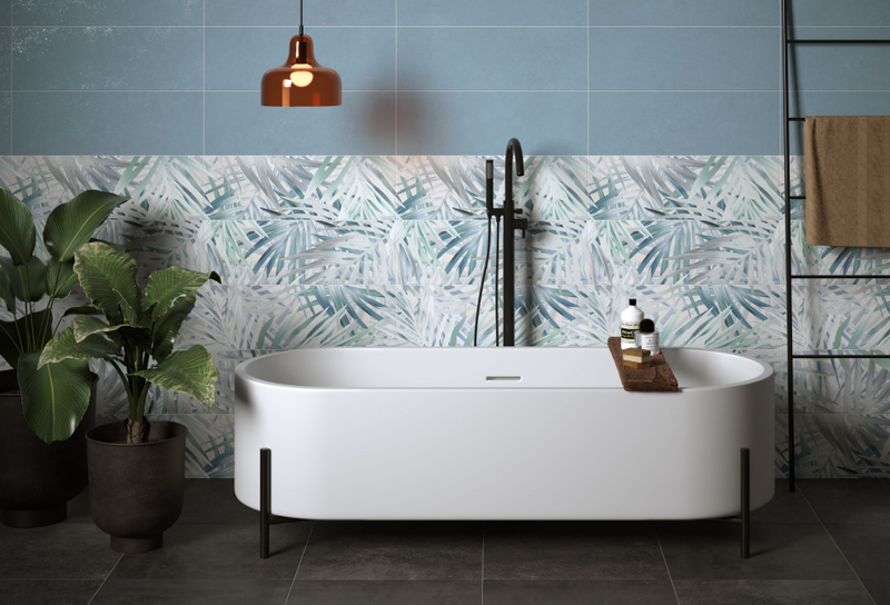 RIVESTIMENTO BAGNO 25x75 COLLEZIONE MATERIA DECORO TROPICAL GREEN DI HERBERIA CERAMICHE