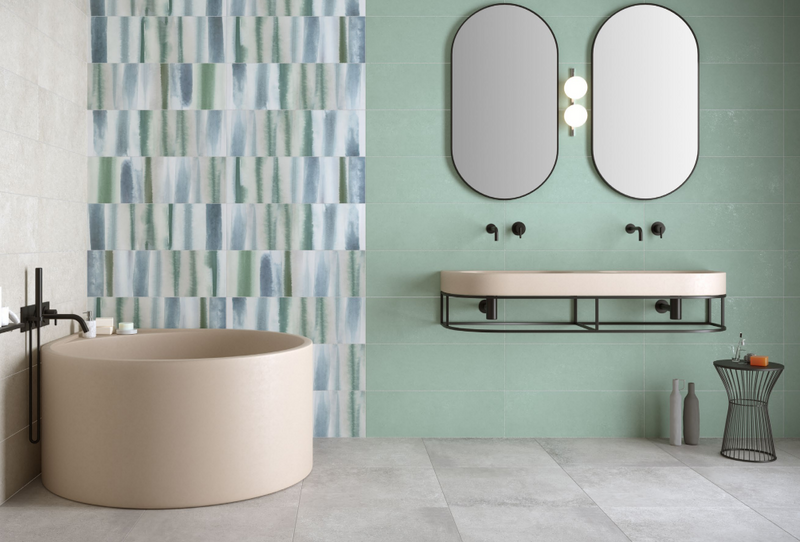 RIVESTIMENTO BAGNO 25x75 COLLEZIONE MATERIA WALL COLORE PISTACCHIO DI HERBERIA CERAMICHE