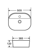 LAVABO DA APPOGGIO IN CERAMICA BIANCO 505x385x120 mm CON FORO MISCELATORE