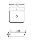 LAVABO DA APPOGGIO IN CERAMICA BIANCO 410x415x125 mm CON FORO MISCELATORE