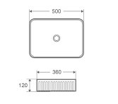 LAVABO DA APPOGGIO IN CERAMICA BIANCO CANNETTATO 500x360x120 mm