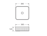 LAVABO DA APPOGGIO IN CERAMICA BIANCO CANNETTATO 365x365x120 mm