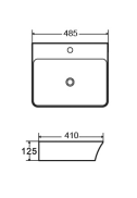 LAVABO DA APPOGGIO IN CERAMICA BIANCO 485x410x125 mm CON FORO MISCELATORE