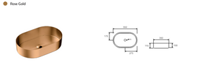 LAVABO DA APPOGGIO JUPITER IN ACCIAIO INOSSIDABILE COLORE GOLD ROSE 550x350x115 mm