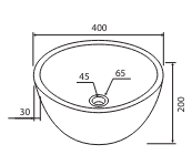 LAVABO DA APPOGGIO IN MARMO LEYLA NERO 40x20 CM