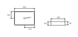 LAVABO DA APPOGGIO SATURN IN ACCIAIO INOSSIDABILE COLORE ORO 550x380x100 mm