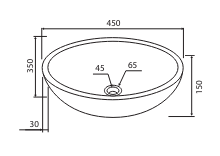 LAVABO DA APPOGGIO IN MARMO LEONOR CREMA LISCIO 45x35x15 CM