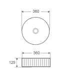 LAVABO DA APPOGGIO IN CERAMICA BIANCO CANNETTATO 360x360x115 mm