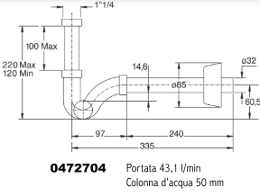 SIFONE A S S/PILETTA 1"1/4 LUX