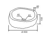 LAVABO DA APPOGGIO IN PIETRA ONICE COLORE SUNSET MISURE Ø400-450x150mm