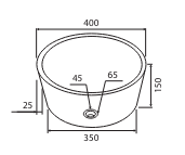 LAVABO DA APPOGGIO IN PIETRA TIMUR COLORE CREMA MISURE Ø400-450x150mm