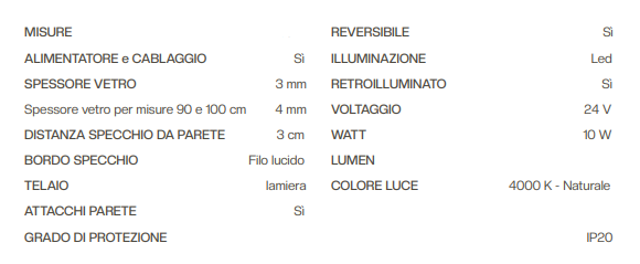 SPECCHIO ARIOS TONDO D.60 RETROILLUMINATO A LED LUCE NATURALE 4000K