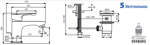 MISCELATORE MONOFORO LAVABO ART.ALPHA IDEAL STANDARD CROMO