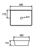 LAVABO DA APPOGGIO IN CERAMICA BIANCO 490x350x110 mm