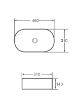 LAVABO DA APPOGGIO IN CERAMICA BIANCO 460x310x140 mm