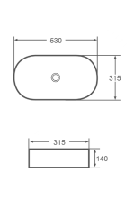 LAVABO DA APPOGGIO IN CERAMICA BIANCO 530x315x140 mm