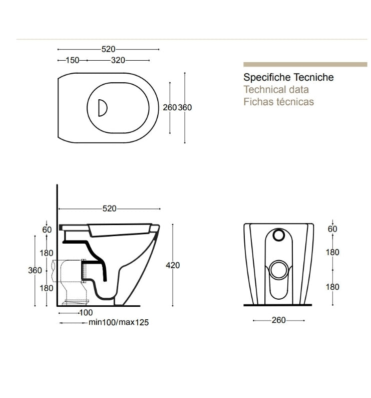 WC FILOMURO RIMLESS SERIE COVER  DI CERAMICA ALTHEA PROF.52