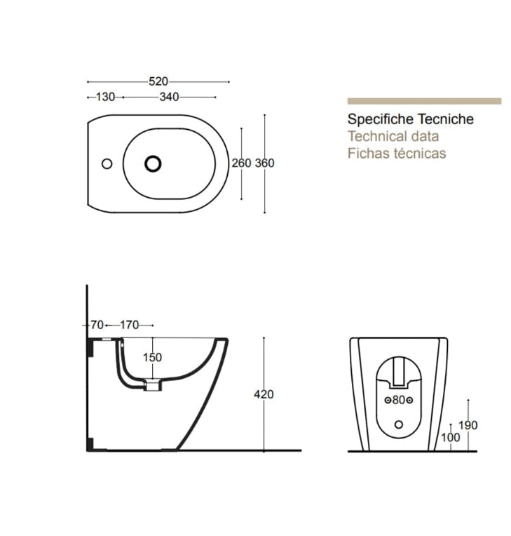 BIDET FILOMURO SERIE COVER DI CERAMICA ALTHEA PROF.52