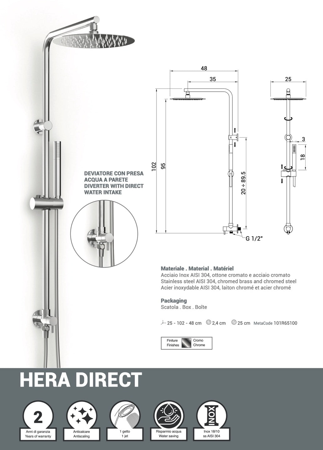 Aste Doccia Collezione Hera Direct