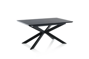 TAVOLO ALLUNGABILE TAN NERO GAMBE IN METALLO VERNICIATO NERO OPACO TOP IN MDF RIVESTITO EFFETTO LEGNO NERO DIMENSIONI L.160/200xP.90xH.76.5