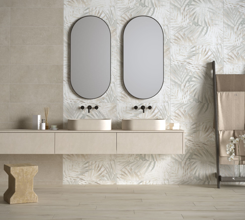 RIVESTIMENTO BAGNO 25x75 COLLEZIONE MATERIA DECORO TROPICAL WHITE - 21,90€ al mq (Scatola da mq 1.50x €.21.90 €32.85 )