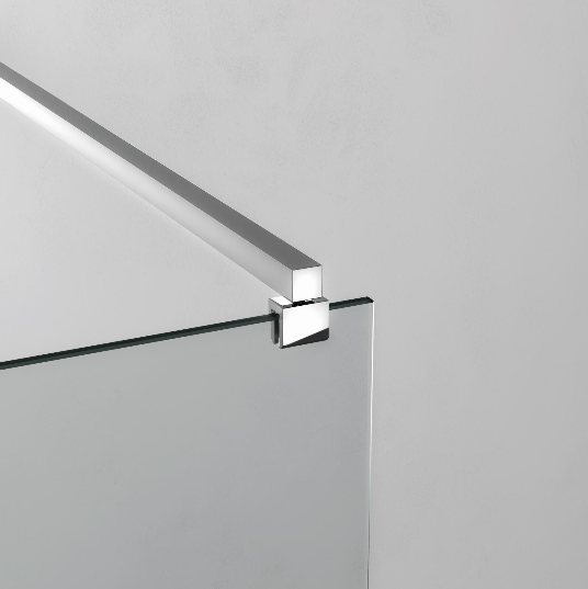 WALK-IN DA CM.120 CRISTALLO 8 MM TRASPARENTE CON PROFILI ALLUMINIO CON SUPPORTO IN ACCIAIO INOX