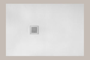 PIATTO DOCCIA 90x90 H.2.5 CM MEMORY REVERSIBILE IN MINERALMARMO BIANCO COMPLETO DI GRIGLIA E PILETTA RIBASSATA- PIATTO TAGLIABILE PRODOTTO ITALIANO