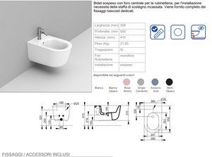 COPPIA DI SANITARI SOSPESI RIMLESS SERIE MAYKA DI CERAMICA DOLOMITE PROF.55 COMPLETO DI COPRIWATER SOFTCLOSE