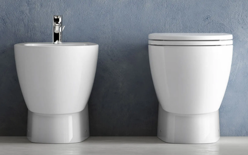SET SANITARI DEMY DI CERAMICA DOLOMITE A TERRA BIANCO LUCIDO COMPLETO DI COPRIWATER SOFTCLOSE TERMOINDURENTE