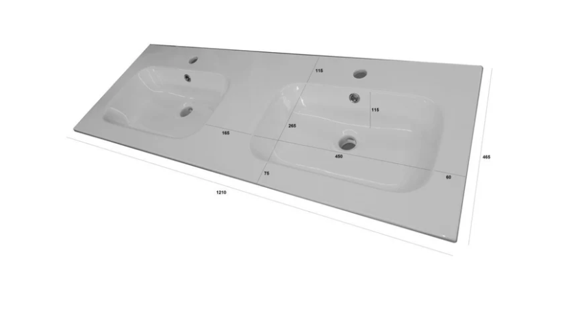 MOBILE BAGNO ROSA CIPRIA OPACO CM.120 CANNETTATO CON TOP CERAMICA DOPPIO LAVABO COMPLETO DI SPECCHIO E LAMPADA A LED PRODOTTO ITALIANO