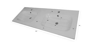 MOBILE BAGNO VERDE SALVIA OPACO CM.120 CANNETTATO CON TOP CERAMICA DOPPIO LAVABO COMPLETO DI SPECCHIO E LAMPADA A LED PRODOTTO ITALIANO