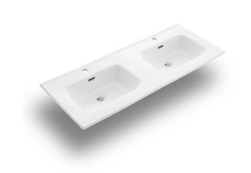 MOBILE BAGNO VERDE SALVIA OPACO CM.120 CANNETTATO CON TOP CERAMICA DOPPIO LAVABO COMPLETO DI SPECCHIO E LAMPADA A LED PRODOTTO ITALIANO